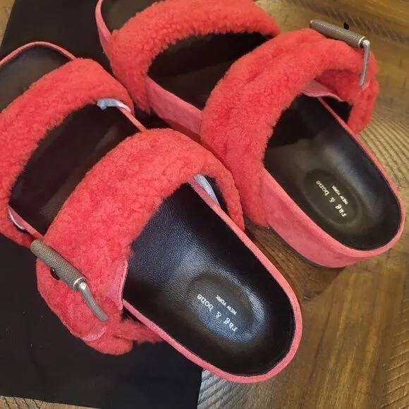 $395 MSRP rag &amp; bone stacked platform sandals size 11 EU 41 red