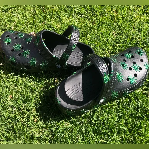 420 Mary Jane Themed Crocs Blinged