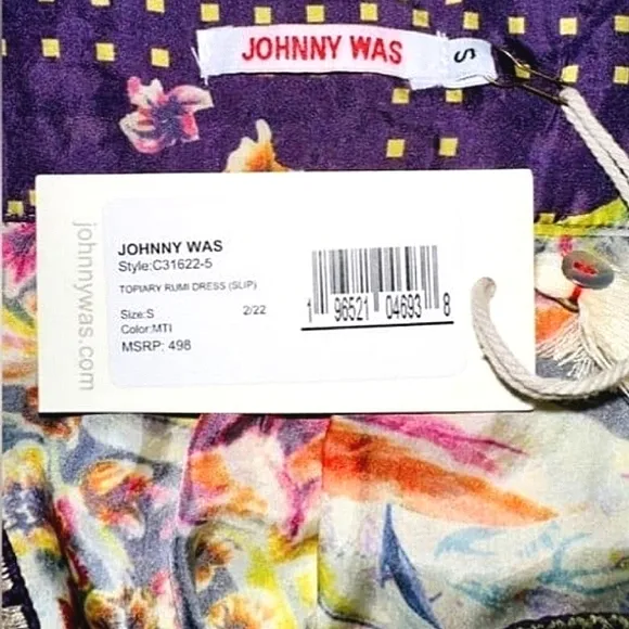 $498 EUC Johnny Was 100% Silk Midi Boho Dress, S -M