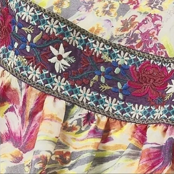 $498 EUC Johnny Was 100% Silk Midi Boho Dress, S -M