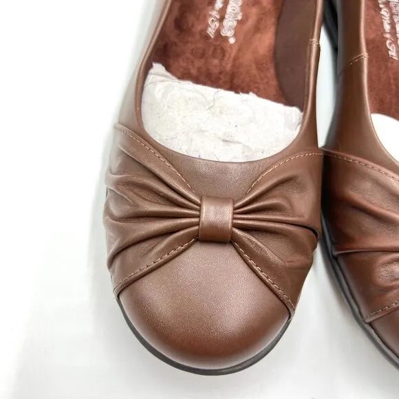 6.5 W 6.5 WIDE WIDTH Walking Cradles Brown Leather Flats Shoes