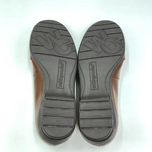 6.5 W 6.5 WIDE WIDTH Walking Cradles Brown Leather Flats Shoes
