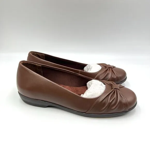 6.5 W 6.5 WIDE WIDTH Walking Cradles Brown Leather Flats Shoes