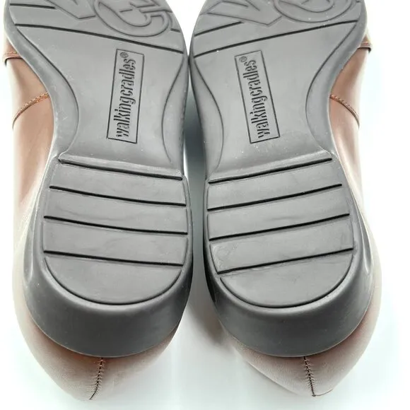 6.5 W 6.5 WIDE WIDTH Walking Cradles Brown Leather Flats Shoes