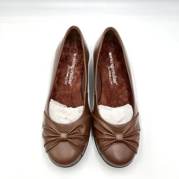 6.5 W 6.5 WIDE WIDTH Walking Cradles Brown Leather Flats Shoes