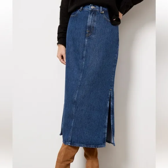 7 For All Mankind Maxi Skirt in Blue Note