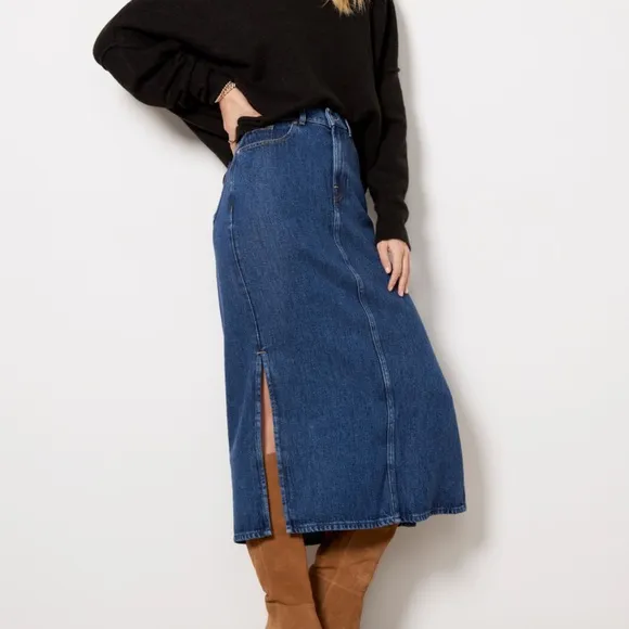 7 For All Mankind Maxi Skirt in Blue Note