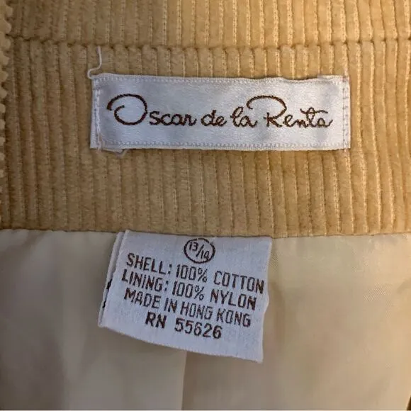 70s Oscar De La Renta Woman’s Mustard Yellow Corduroy Sport Coat VTG size 13/14