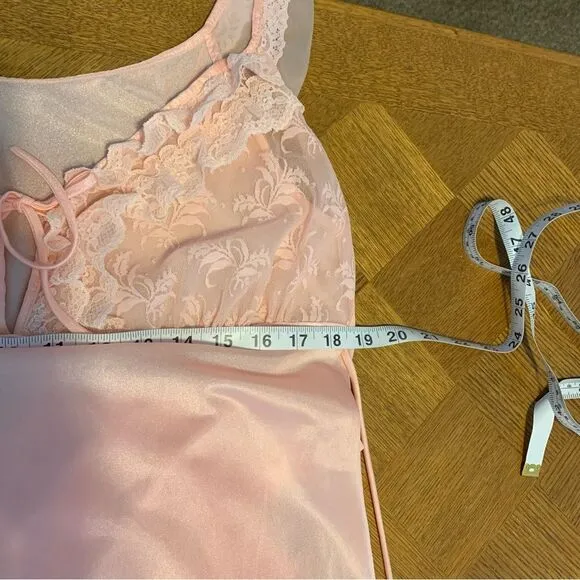 70s sheer Pandora by chic lingerie nightgown peach lace women’s size large