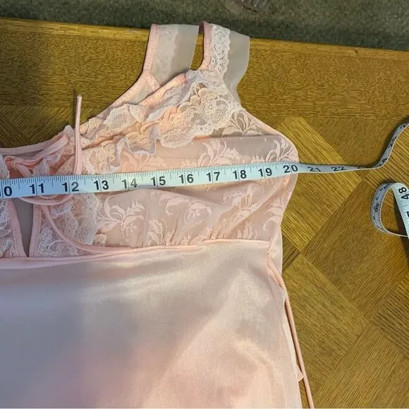 70s sheer Pandora by chic lingerie nightgown peach lace women’s size large