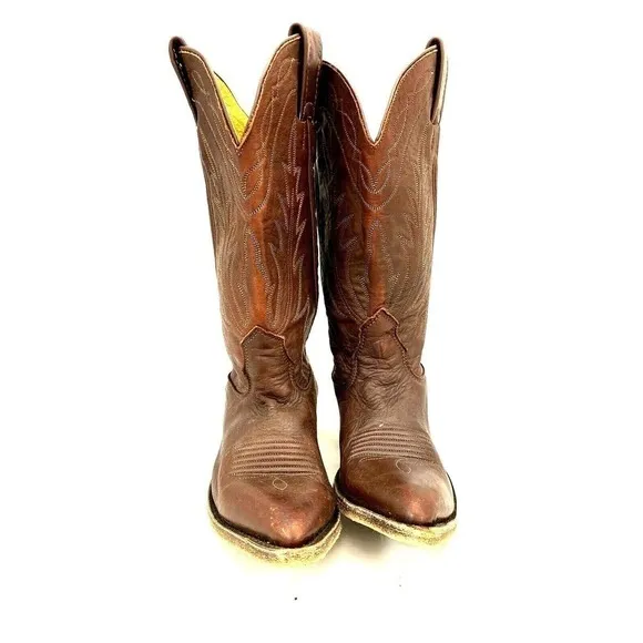 80s Mens Nocona Cowboy Boots 15298 Dark Cherry SZ 5C Made in USA Vintage