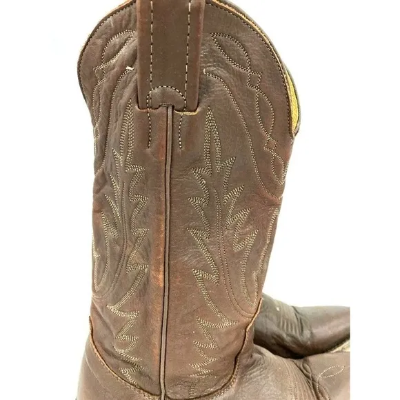 80s Mens Nocona Cowboy Boots 15298 Dark Cherry SZ 5C Made in USA Vintage