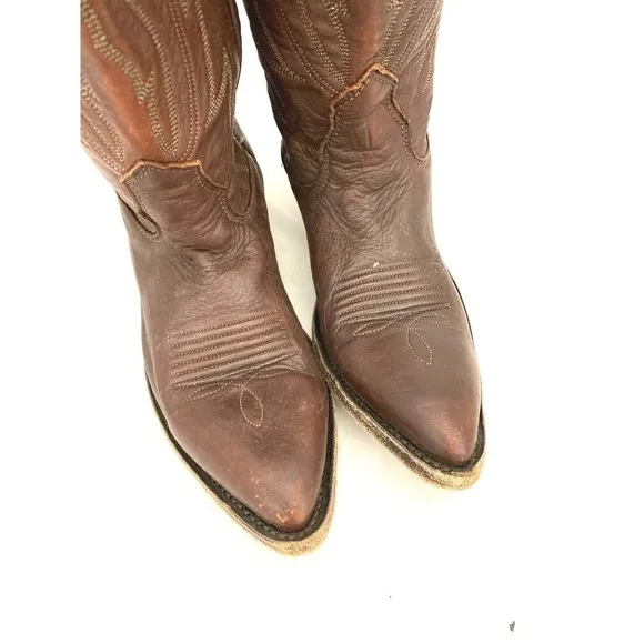 80s Mens Nocona Cowboy Boots 15298 Dark Cherry SZ 5C Made in USA Vintage