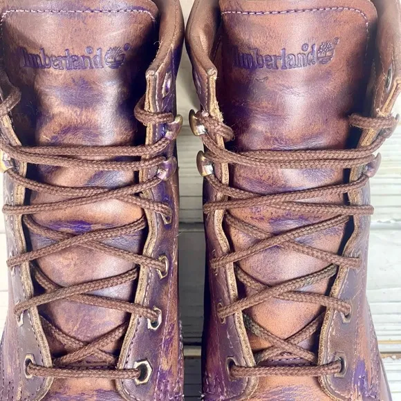 8.5 Custom Restored Purple Wash Distressed Timberland Women's Leather Boots
