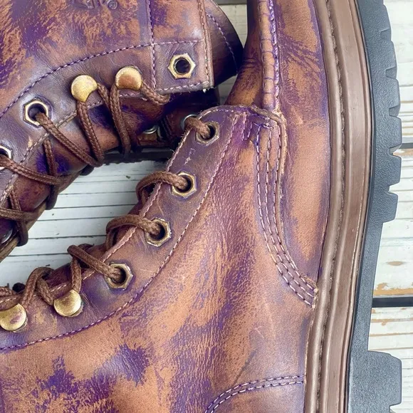 8.5 Custom Restored Purple Wash Distressed Timberland Women's Leather Boots