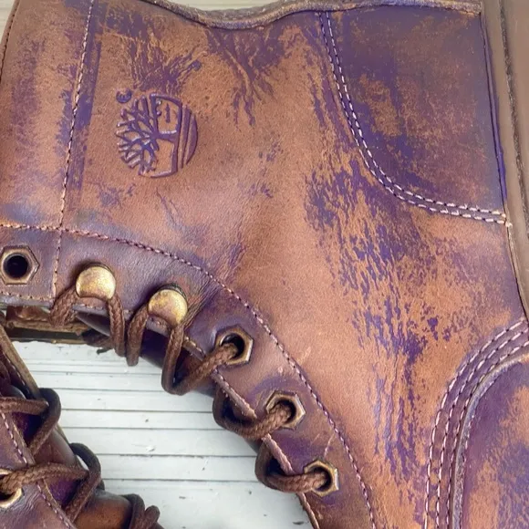 8.5 Custom Restored Purple Wash Distressed Timberland Women's Leather Boots