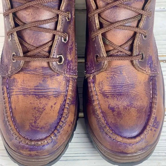 8.5 Custom Restored Purple Wash Distressed Timberland Women's Leather Boots