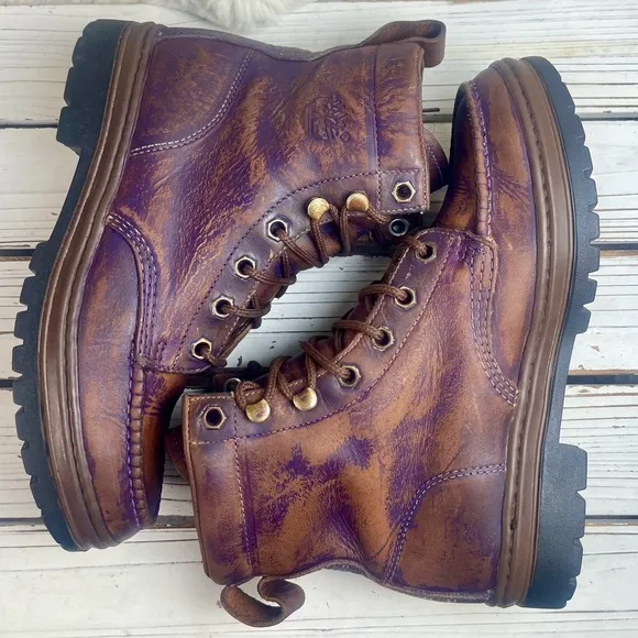8.5 Custom Restored Purple Wash Distressed Timberland Women's Leather Boots