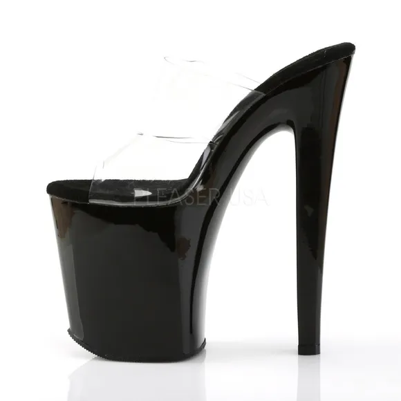 8&quot; High Heel Stripper Platform Clear Band Shoes