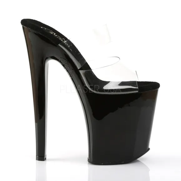 8&quot; High Heel Stripper Platform Clear Band Shoes