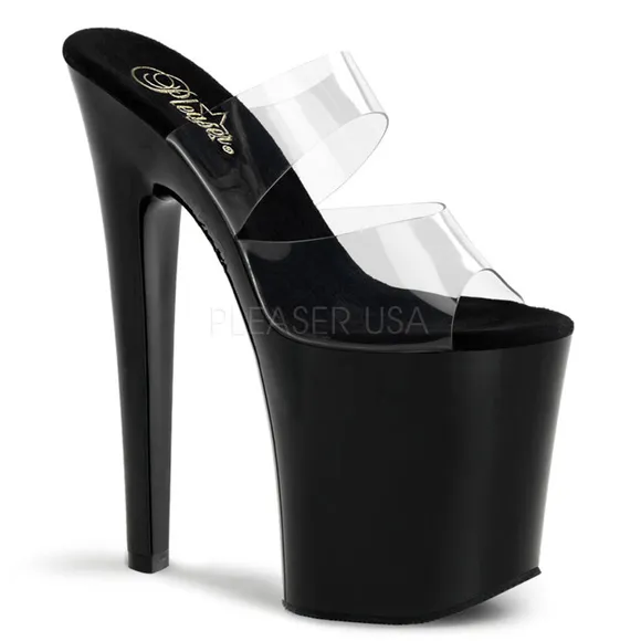 8&quot; High Heel Stripper Platform Clear Band Shoes