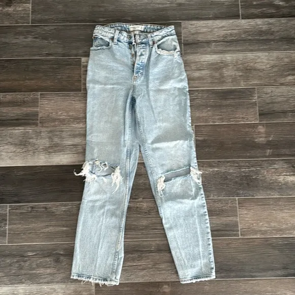 Abercrombie High Rise Dad Blue Jean Size 25 Curve Love