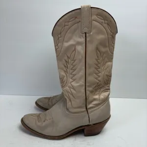 ACME Cream Heeled Boots with Western Stitching Women’s size 8