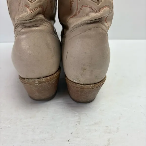 ACME Cream Heeled Boots with Western Stitching Women’s size 8
