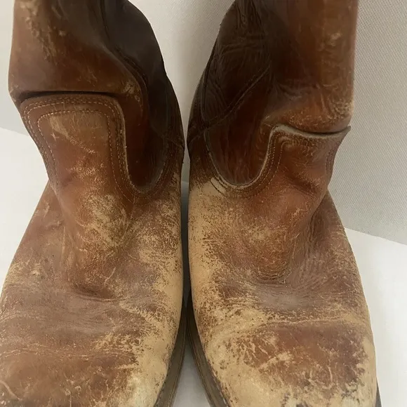 Acme Mens Boots Tan Campus Work Square Tie Distressed Extra Wide Cow…Vintage