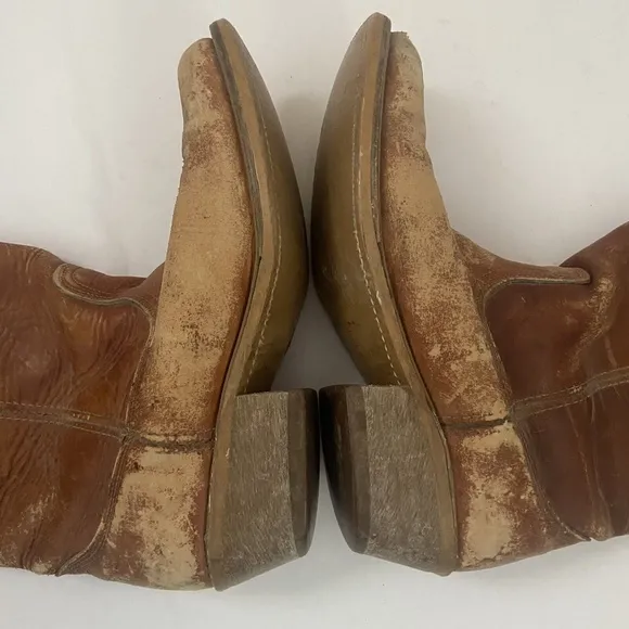 Acme Mens Boots Tan Campus Work Square Tie Distressed Extra Wide Cow…Vintage