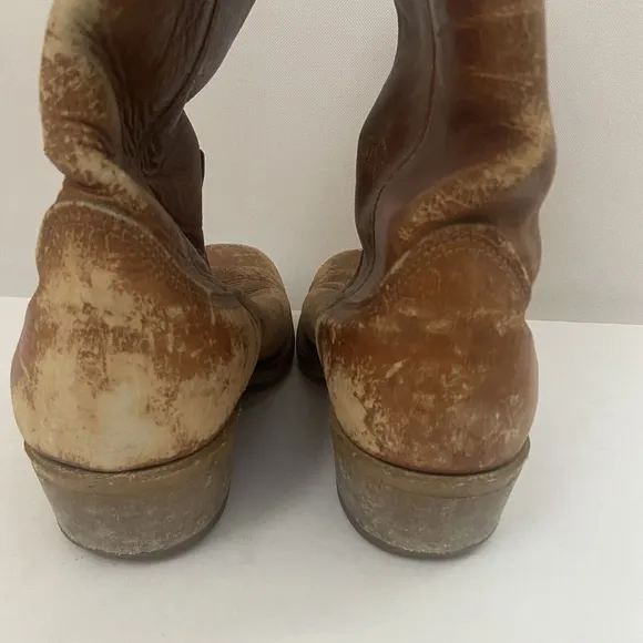 Acme Mens Boots Tan Campus Work Square Tie Distressed Extra Wide Cow…Vintage