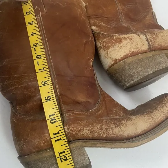 Acme Mens Boots Tan Campus Work Square Tie Distressed Extra Wide Cow…Vintage
