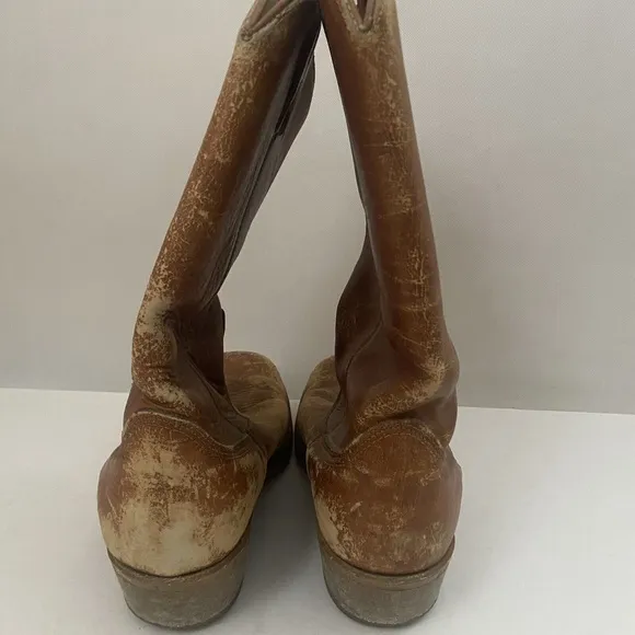 Acme Mens Boots Tan Campus Work Square Tie Distressed Extra Wide Cow…Vintage