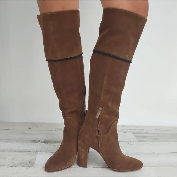 AD &amp; Daughters Theodorah  Brown Suede Leather Over The Knee Boots Size 7