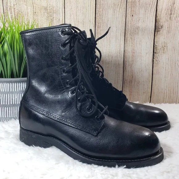 ADDISON SHOE COMPANY, BILTRITE Kids 4 Black Boys Steel Toe Vintage Lace-Up Boots