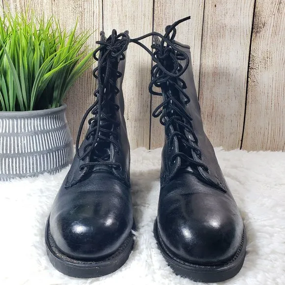 ADDISON SHOE COMPANY, BILTRITE Kids 4 Black Boys Steel Toe Vintage Lace-Up Boots