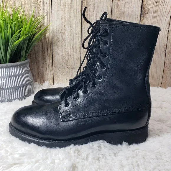 ADDISON SHOE COMPANY, BILTRITE Kids 4 Black Boys Steel Toe Vintage Lace-Up Boots