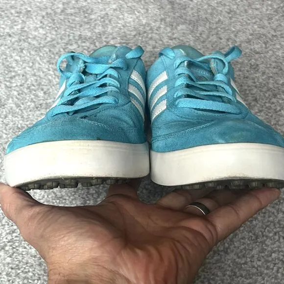 Adidas Adicross Spikeless Golf Shoes Classic Blue Teal Suede Mens 11, UK 10.5
