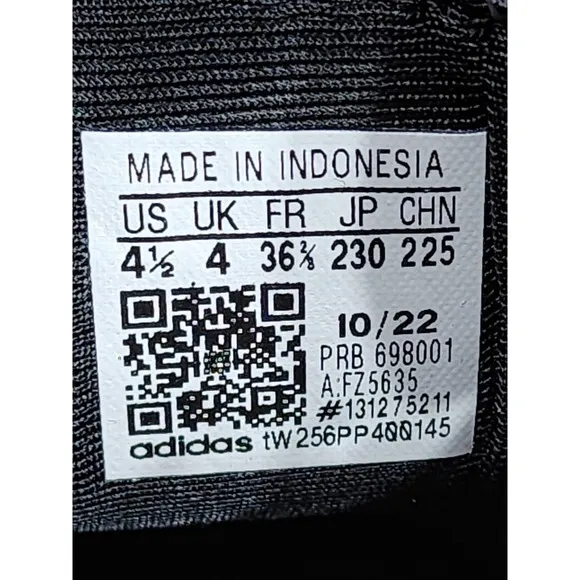 Adidas Adifom SLTN J Black &amp; White Running Shoes Size 4.5 Youth