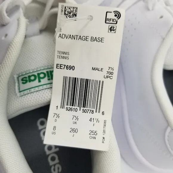 Adidas Advantage Sneaker Classic White Green Logo Mens 8M NWT