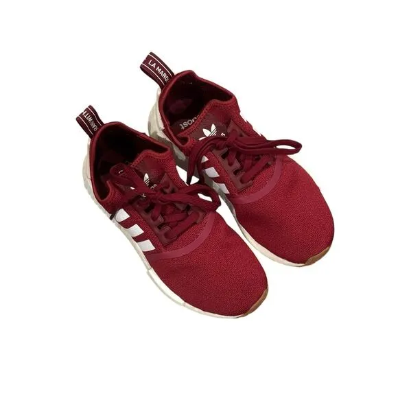 Adidas Big Boys Originals NMDR1 &quot;Burgundy Gum&quot; Sneakers Lace Up Size 5.5 NWOT