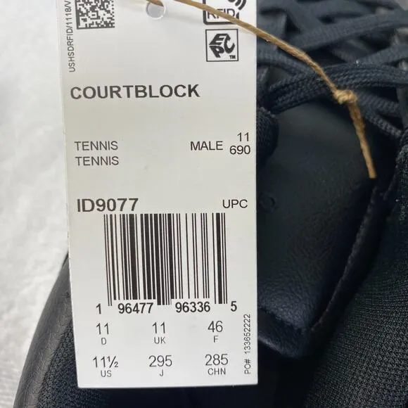 Adidas Courtblock Tennis Shoes Mens 11.5 Black Gum Sole ID9077 Athleisure Sport