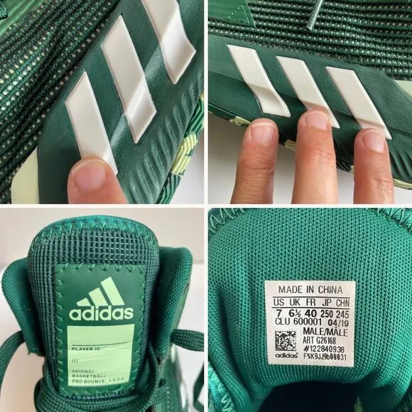 Adidas Dark Green Pro Bounce 2019 Athletic Sneakers Shoes Men’s 7 / Women’s 8