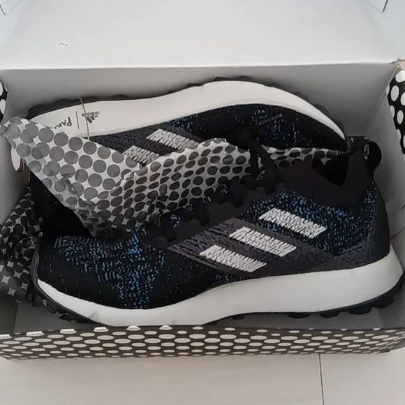 Adidas Men's Ultraboost Parley Running Shoes Black &amp; Aqua Blue Size 9.5