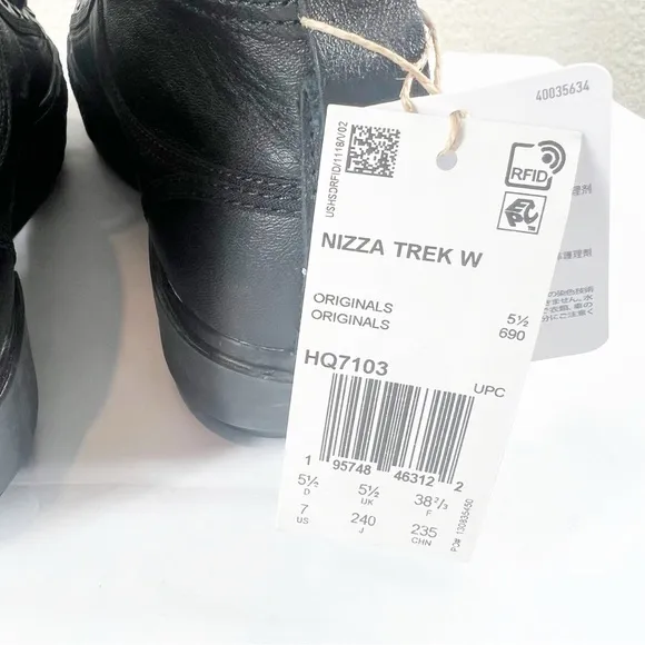 Adidas Nizza Trek Originals Platform Shoes Black Leather ( HQ7103) Women US 7