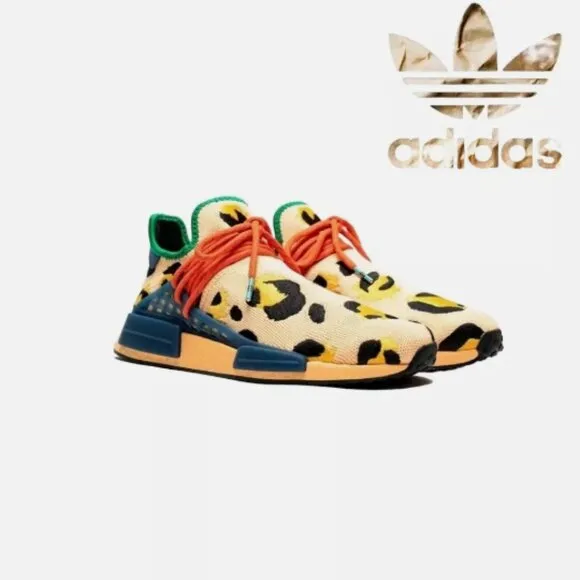 Adidas NMD Hu Pharrell Animal Print Leopard Pulse Amber - Men's Size 10 Orange