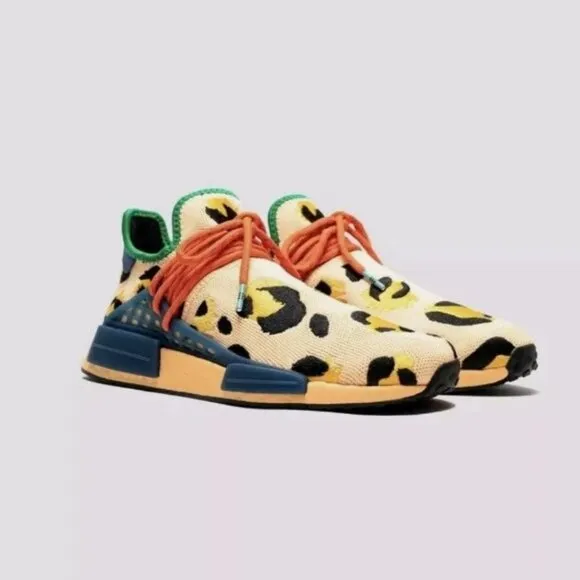 Adidas NMD Hu Pharrell Animal Print Leopard Pulse Amber - Men's Size 10 Orange