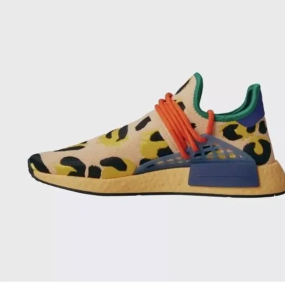 Adidas NMD Hu Pharrell Animal Print Leopard Pulse Amber - Men's Size 10 Orange