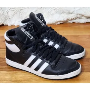 Adidas Originals Shoes Mens 9 Black White Hoops Top Ten Mid Sneakers Trendy