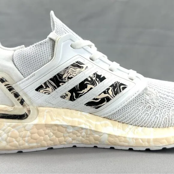 ADIDAS PRIMEBLUE ULTRABOOST 20 WHITE CREAM &amp; BLACK ATHLEISURE / RUNNING SNEAKERS